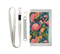 KLL Flower Power Party Trifold Billfold for Women Nylon Lighweight Slim Wallet for Men with Lanyard