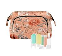 KLL Flowers Carnation Daffodil Rosemary Rose Gold Toiletry Bags Essentials Makeup Case Storage Bag Cosmetic Bags For Purse for Cosmetic Travel, Flowers Carnation Daffodil Rosemary Rose Gold, One Size