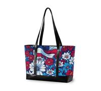 KLL Flowers with Elements Of The American Flag essentials bag for women 14 inch with zipper bags for work Large Handbag for ladies with bolsos secret para mujeres