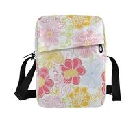 KLL Fresh Spring Simple Colorful Flowers crossbody messenger bag Vegan Leather over the shoulder bags for men Casual Woman Shoulder Handbags