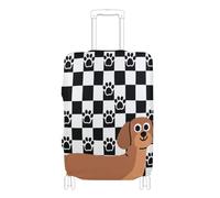KLL Funny Dachshund Dog Black White Checkered Elastic luggage covers Scratchproof covers for suitcases luggage protectors Fit 18-32 Inch Luggage, funny Dachshund dog Black white checkered, XL 29-32 in