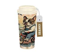 KLL Funny Dog Riding Stainless Steel Insulated Coffee Cups With Lids designed Togo Coffee Mug For Hot Cold Drinks 17 oz Spill Proof