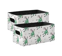 KLL Funny Horse Dancing White Green folding Felt baskets for storage containers for tool set storage bin