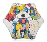KLL Funny Lovely Giant Poodle Child Umbrellas for Rain Windproof Travel Rain Umbrella with Reflective Strip (scenario) Pinch-Proof for school