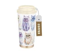KLL Funny Selkirk Rex Cats White Stainless Steel Travel Coffee Tumblers For Women With Lid designed To Go Mugs For Coffee For Hot Cold Drinks 17 oz Leakproof