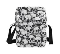 KLL Funny Skull Black and White men's messenger bag Vegan Leather Small Crossbody Bag Women Travel Shoulder Handbags