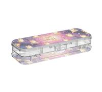 KLL Funny Space Cat Pizza Galaxy Nebula Designed Plastic Pencil Box Clear