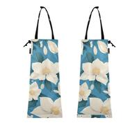 KLL Garbage Bag for The Car Small Car Trash Bag 2 Pack Backseat Garbage Can Chic White Clematis Flowers Teal Background