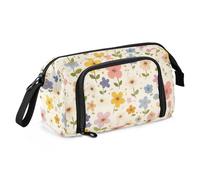 KLL Garden Flowers Floral Beige Pencil Case Organizer Large Capacity Pencil Case School with Compartment for College Student School Must Haves