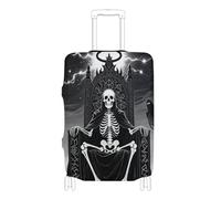 KLL ghosts King Of Skull Black and White Elastic suitcases covers for luggage Washable suitcases cover luggage protector Fit 18-32 Inch Luggage, ghosts king of skull black and white, L 26-28 in