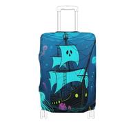 KLL ghosts Ship Deep Sea Elastic travel luggage cover protector Scratchproof Baggage cover suitcase protector Fit 18-32 Inch Luggage, ghosts ship deep sea, L 26-28 in