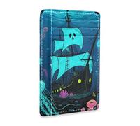 KLL ghosts Ship Deep Sea leather slim wallets woman with money clip RFID Blocking card case for men&women carteras para mujer