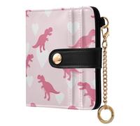 KLL Ghothic T-rex Pastel Pink Ladies Premium Foldable Wallet Unique Premium PU Leather Wallet for Woman Girl