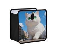 KLL Giant White Cat Surrealism Hanging Foldable Hanging Trash can Hanging Accessories for Women Interior Cute Trash Bins for Women Men Road Trip Essentials