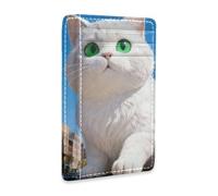 KLL Giant White Cat Surrealism leather womens slim wallet With ID Window RFID Blocking small wallet for cards for Men and Women billetera para mujer