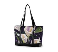 KLL Glitter Calla Lily essentials laptop tote bag for women with zipper womens work tote bag Large Handbag for nurse work with tablet maletín para laptop mujer