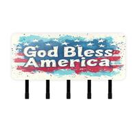 KLL God Bless America 4th of July Independence Day Keys Holder on Wall with Mail Organizer & 5 Self-Adhesive Hanging Wall Hook for Living Room Decor Living Room Kitchen