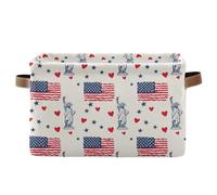 KLL Goddess Of Liberty Love 4th Of July Independence storage baskets, collapsable and waterproof fabric cube storage bins with sturdy handle bag tall tall set of 2 for kitchen kitchen quilt
