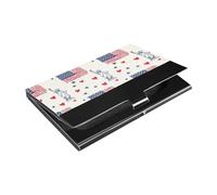 KLL Goddess of Liberty Love 4th of July Independence Ultra-Thin Business Card Holder with Leather and Stainless Steel Credit Card case for Protects Your Cards portatarjetas para Hombre