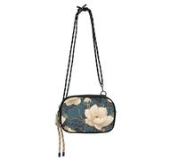 KLL Gold Teal Floral Pattern West Crossbody Purse for Mens Practical with Credit Card Slots Side Bags Go shopping