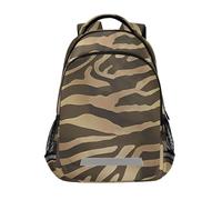 KLL Golden Brown zebras Pattern_safari Print Shining Imitation camping backpack for kids with chest clip books bag for student mochilas para adolescentes chicas