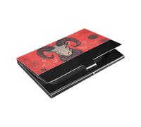 KLL Goth Black and Red Goat Ultra-Thin Business Card Holders with Leather and Stainless Steel Card case Holder for Travel Home or Office Use tarjetero para Hombres