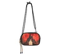 KLL Goth ghosts Castle Red Moon Small Crossbody Bag Womens Waterproof with Adjustable Strap Black Handbag Walk the dog
