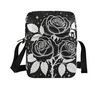 KLL Gothic Black Rose cute messenger bag Vegan Leather shoulder bags Travel Shoulder Hand Bags