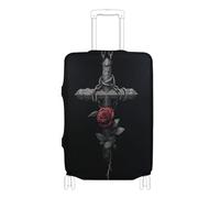 KLL Gothic Crossing Rose Black Elastic travel luggage cover Dustproof carry on suitcase cover Baggage Protector Fit 18-32 Inch Luggage, gothic crossing rose black, M 22-24 in