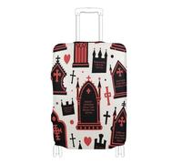 KLL Gothic Red and Black Halloween Coffin Cross Elastic carry on luggage cover protector Anti Scratch suitcase covers Baggage Protector Fit 18-32 Inch Luggage, Gothic red and black Halloween coffin