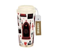 KLL Gothic Red and Black Halloween Coffin Cross Stainless Steel Travel Tumblers For Coffee With Lid designed Coffee Mug On The Go For Hot And Cold 17 oz Spill Proof