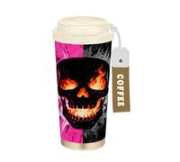 KLL Gothic Skull Fire Purple Black Stainless Steel Travel Tumblers For Coffee With Lids designed Coffee Mug On The Go For Hot Cold Drinks 17 oz Leak Proof