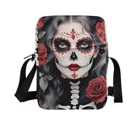 KLL Gothic Style Mexican Sugar Skull Girl messenger bag Vegan Leather over the shoulder bags for men Casual Shoulder Handbags