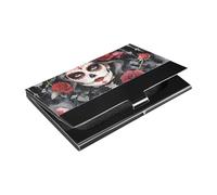 KLL Gothic Style Mexican Sugar Skull Girl Slim Business Card Holders with Leather and Stainless Steel Card Carrier for Women or Men tarjetero para Hombres