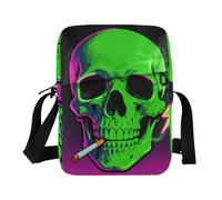 KLL Gothic Style Skull Green mens messenger bag crossbody Vegan Leather shoulder bags Shopping Woman Shoulder Handbags