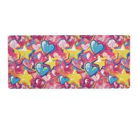 KLL Graffiti Art Hearts Stars Sweet Flashy gamer Mouse Pad for desk smooth mousepads for desk 31.5 x 11.8in