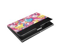 KLL Graffiti Art Hearts Stars Sweet Ultra-Thin Slim Business Card Holder with Leather & Stainless Steel Card Carrier for Protects Your Cards tarjetero para Hombres