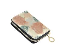 KLL Greek Pastel Gingko Leather Card case Wallet Women with Cion Purse RFID Blocking Credit Card Book with Zipper