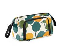 KLL Green and Yellow Eucalyptus Pencil Pen Case Large Capacity Pencil Holder Case with Slot for Teen Girls Cosmetics