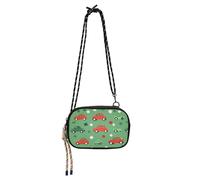 KLL Green Clovers Red Cars Small Black Crossbody Purse Womens Trendy with Adjustable Strap Over The Shoulder Purse Walk the dog