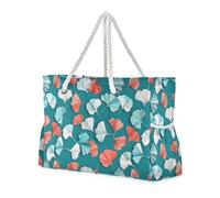 KLL Green Gingko Leaf Origami Art Sandproof compact beach bag with zipper everyday tote bags for women with pockets