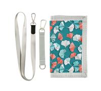 KLL Green Gingko Leaf Origami Art Trifold Pocket Wallets for Womans Minimalistic Colorful Wallet with Lanyard