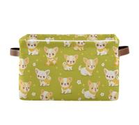 KLL Green Little Flowers Dog storage baskets, folding and waterproof decorative baskets with sturdy handle bag outdoor outdoor set of 2 for cloth cloth gift