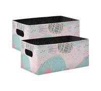 KLL Grey Cat Yarn Ball Light Purple folding Felt clothes storage basket for laundry room supply foldable storage cubes baskets