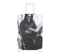 KLL Grim Reaper Reading with A Scythe Elastic luggage cover Dustproof suitcase covers luggage protection Fit 18-32 Inch Luggage, Grim Reaper reading with a scythe, S 18-20 in