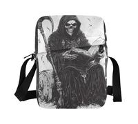 KLL Grim Reaper Reading with A Scythe messenger bag crossbody Vegan Leather Crossbody Small Bag For Women Travel Handbag For Travel