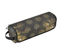 KLL Hair Tool Travel Bag with Heat Resistant Mat, Double Layer for Flat Irons, Straighteners, Curling Irons, Ethnic Boho Gold (11), Portable Organizer