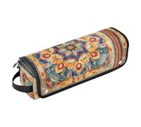 KLL Hair Tools Travel Bag with Iron Mat Curling Iron Travel Holder Storage Bag for Flat Iron Hot Tools and Haircare Accessories, Bohemian Boho Vintage Mandala Style Flower