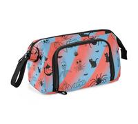 KLL Halloween Black Cat Spider Skull School Pencil Case Large Capacity Pencil Case School with Handle for Man Back to School Supplies