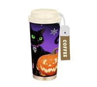 KLL Halloween Black Cats and Pumpkins Stainless Steel Thermal Coffee Cup With Lid designed Coffee Mugs For Hot Cold Drinks 17 oz Leak Proof